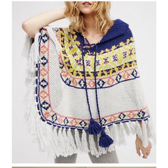 Free People High Life Fair Isle Poncho One Size - Picture 1 of 7